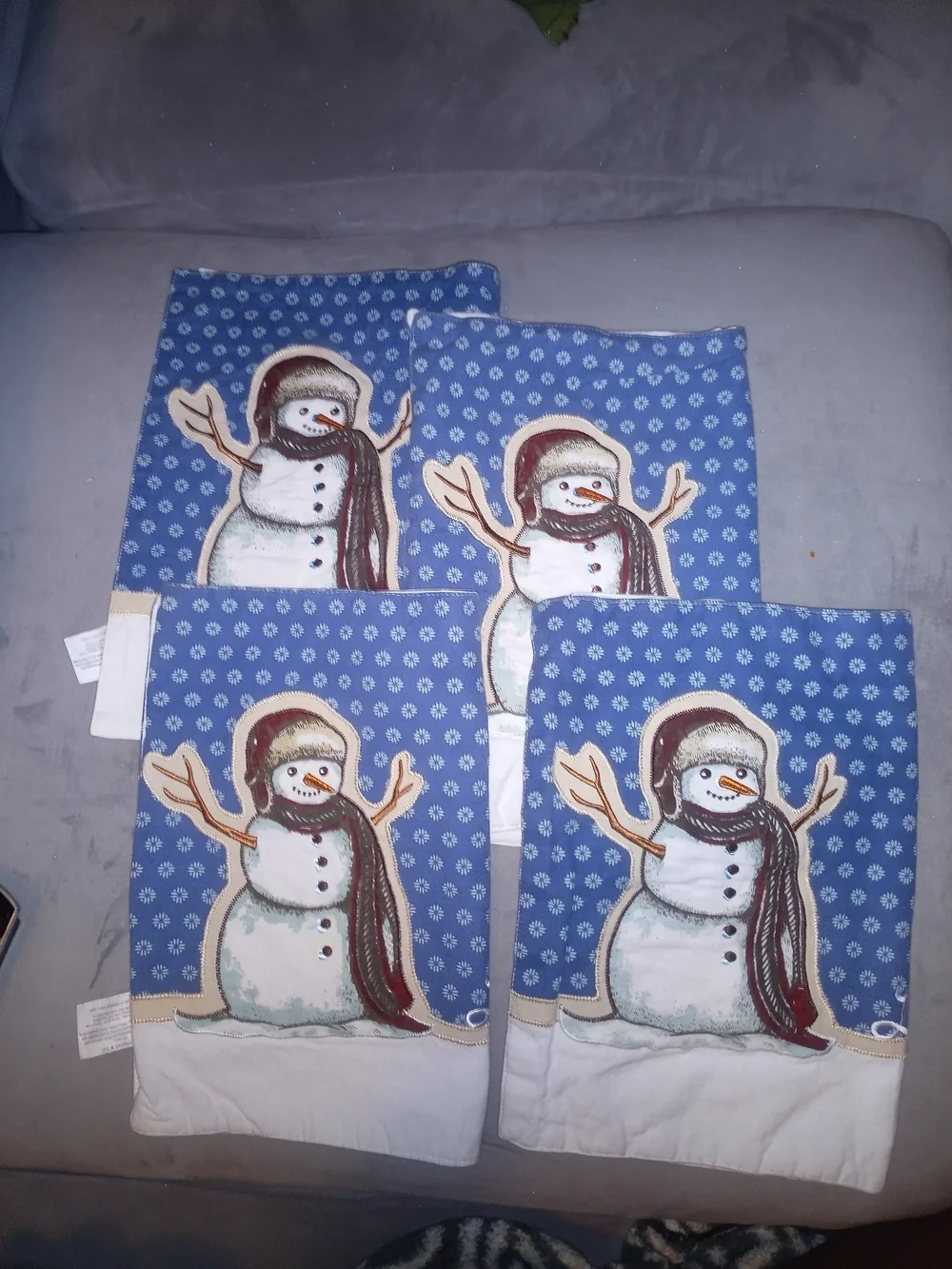 St. Nicholas Square Blue Snowman Kitchen Towel Set